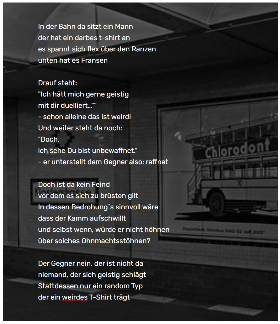 S-Bahn-Poem: Der Mann mit dem&nbsp;Shirt